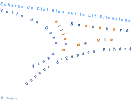 Echarpe de Ciel Bleu sur le Lit Silencieux, Voile de Gaze Azuré, Vapeur d'Espace Ethéré, Souffle de Vie Saupoudré.